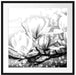 Wunderschöne Magnolien Nahaufnahme, Monochrome Passepartout Quadratisch 70