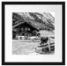 Kühe vor Blochhütte auf Albenweide, Monochrome Passepartout Quadratisch 40