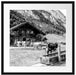 Kühe vor Blochhütte auf Albenweide, Monochrome Passepartout Quadratisch 55