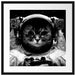 Astronautenkatze im Weltraum, Monochrome Passepartout Quadratisch 55