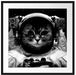 Astronautenkatze im Weltraum, Monochrome Passepartout Quadratisch 70