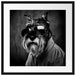 Lustiger Hund mit Hemd und Sonnenbrille, Monochrome Passepartout Quadratisch 55