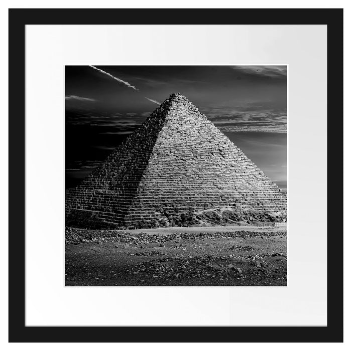 Ägyptische Pyramiden bei Sonnenuntergang, Monochrome Passepartout Quadratisch 40