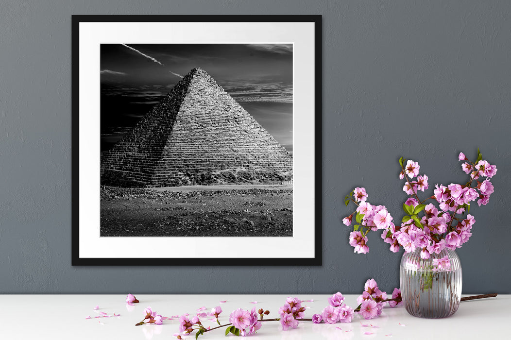 Ägyptische Pyramiden bei Sonnenuntergang, Monochrome Passepartout Detail Quadratisch