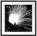 meditierende Frau vor Loch in Galaxie, Monochrome Passepartout Quadratisch 55