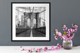 Leere Brooklyn Bridge in New York City, Monochrome Passepartout Detail Quadratisch