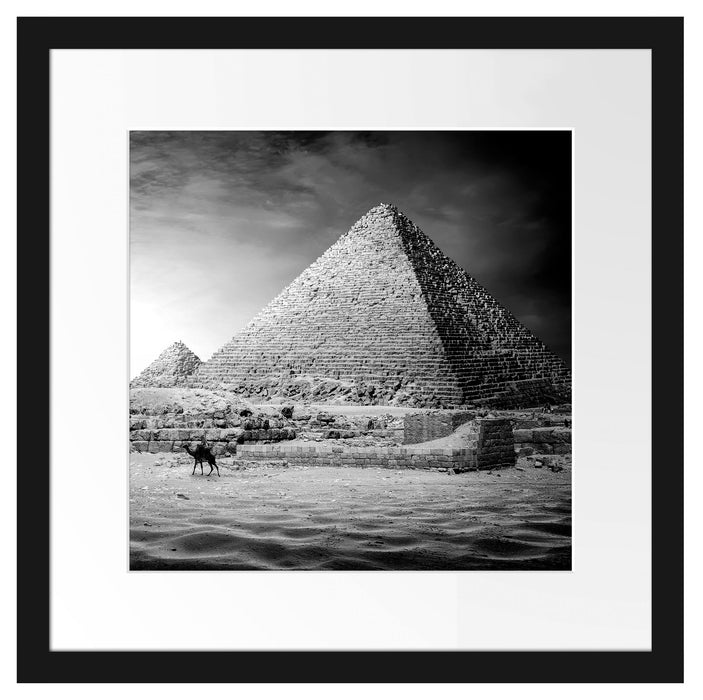 Pyramiden in Ägypten bei Sonnenuntergang, Monochrome Passepartout Quadratisch 40