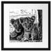Junge Löwen im Schatten eines Baumes, Monochrome Passepartout Quadratisch 40