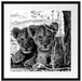 Junge Löwen im Schatten eines Baumes, Monochrome Passepartout Quadratisch 55