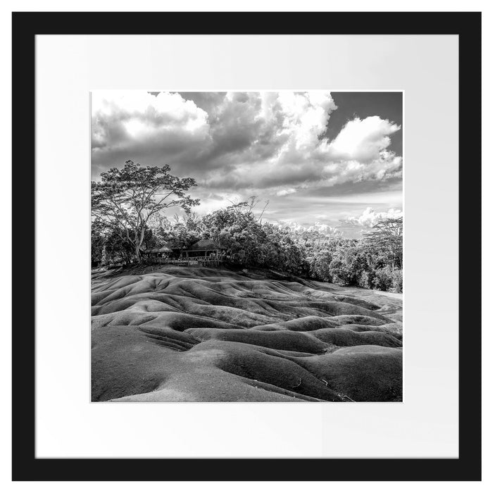 Siebenfarbige Erde bei Chamarel auf Mauritius, Monochrome Passepartout Quadratisch 40