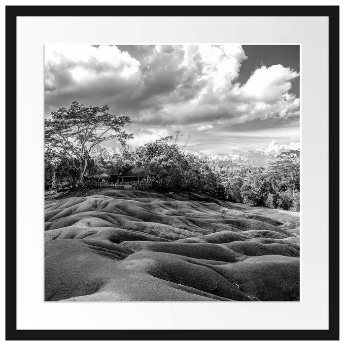 Siebenfarbige Erde bei Chamarel auf Mauritius, Monochrome Passepartout Quadratisch 55