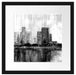 Abstraktes Ölgemälde einer Skyline, Monochrome Passepartout Quadratisch 40
