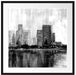 Abstraktes Ölgemälde einer Skyline, Monochrome Passepartout Quadratisch 70