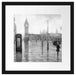 Regentag in London mit Big Ben, Monochrome Passepartout Quadratisch 40
