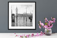 Regentag in London mit Big Ben, Monochrome Passepartout Detail Quadratisch