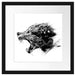 Abstrakter Wolfskopf im Profil, Monochrome Passepartout Quadratisch 40