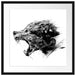 Abstrakter Wolfskopf im Profil, Monochrome Passepartout Quadratisch 55