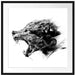 Abstrakter Wolfskopf im Profil, Monochrome Passepartout Quadratisch 70