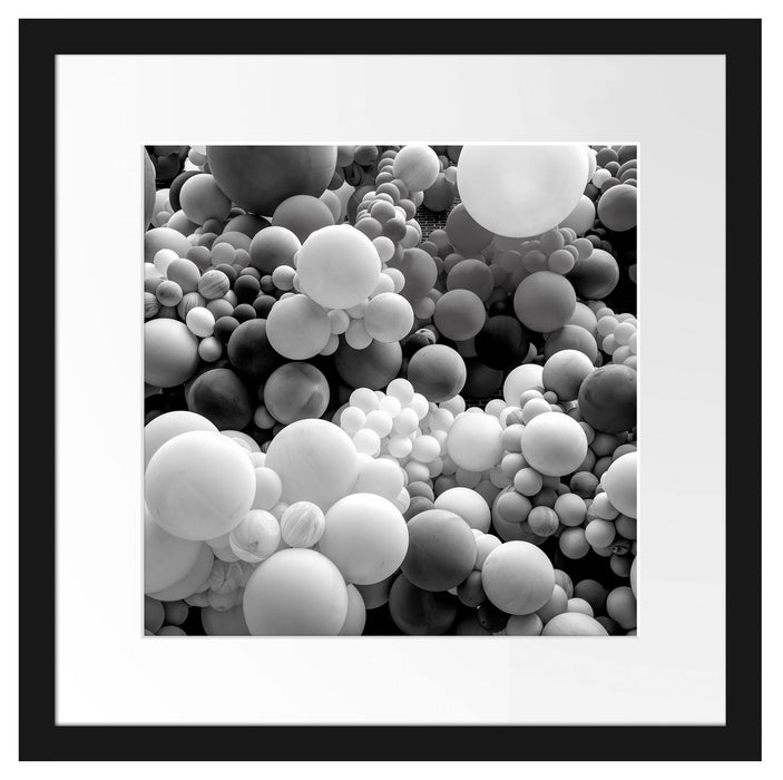 Hunderte bunte Luftballons, Monochrome Passepartout Quadratisch 40