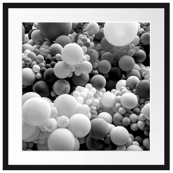 Hunderte bunte Luftballons, Monochrome Passepartout Quadratisch 55