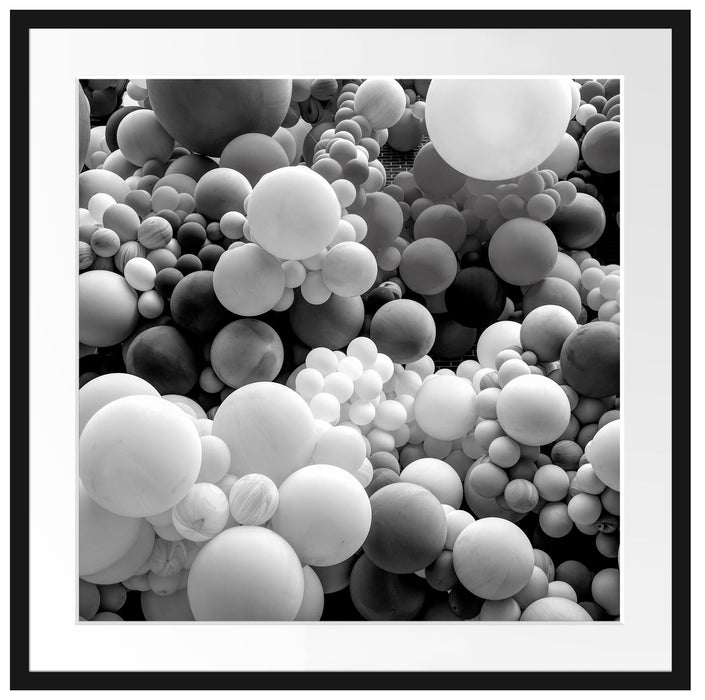 Hunderte bunte Luftballons, Monochrome Passepartout Quadratisch 70