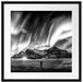 Polarlichter über den Bergen bei Nacht, Monochrome Passepartout Quadratisch 55