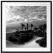 Oase in der Wüste bei Sonnenuntergang, Monochrome Passepartout Quadratisch 70