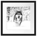 Sibirischer Husky im Winterwald, Monochrome Passepartout Quadratisch 40