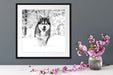Sibirischer Husky im Winterwald, Monochrome Passepartout Detail Quadratisch