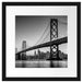 Oakland Bay Brücke bei Sonnenuntergang, Monochrome Passepartout Quadratisch 40