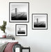 Golden Gate Bridge in der Abenddämmerung, Monochrome Passepartout Wohnzimmer Quadratisch
