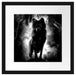 Böser Wolf bei Gewitter im Höhleneingang, Monochrome Passepartout Quadratisch 40