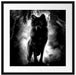Böser Wolf bei Gewitter im Höhleneingang, Monochrome Passepartout Quadratisch 55