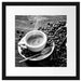 Espressotasse mit Kaffeebohnen, Monochrome Passepartout Quadratisch 40