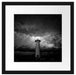 Leuchtturm in klarer Sternennacht, Monochrome Passepartout Quadratisch 40