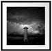 Leuchtturm in klarer Sternennacht, Monochrome Passepartout Quadratisch 55