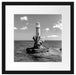 Leuchtturm auf kleiner Insel im Meer, Monochrome Passepartout Quadratisch 40