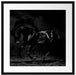 Edles galoppierendes schwarzes Pferd, Monochrome Passepartout Quadratisch 55