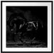 Edles galoppierendes schwarzes Pferd, Monochrome Passepartout Quadratisch 70