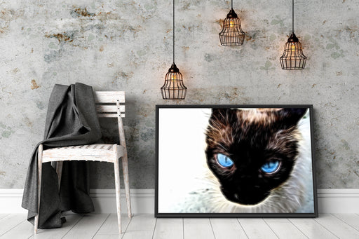 Schwarze elegante Katze Schattenfugenrahmen Wohnzimmer