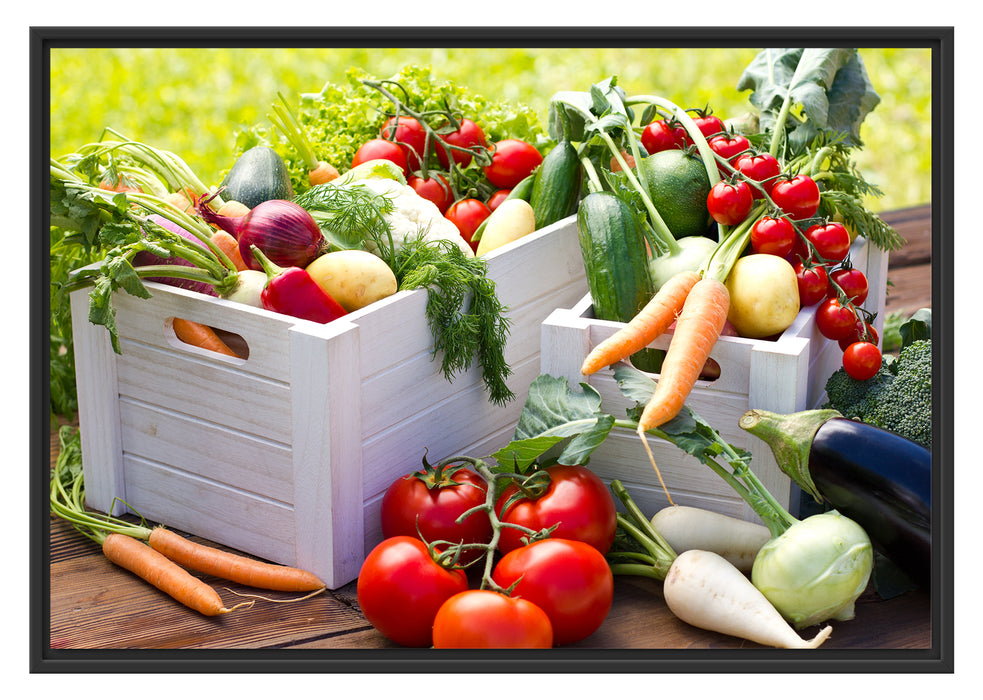 Pixxprint Knackiges frisches Gemüse, im Schwebe-Effekt Bilderrahmen