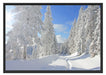 Winterlandschaft Bäume Schattenfugenrahmen 100x70