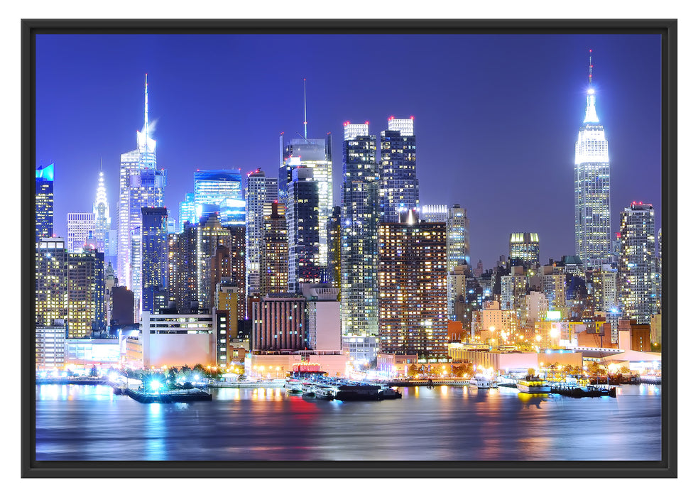 Pixxprint New York Skyline Brücke, im Schwebe-Effekt Bilderrahmen