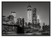 New York City Skyline bei Nacht Schattenfugenrahmen 100x70