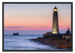 Leuchtturm in Abenddämmerung Schattenfugenrahmen 100x70