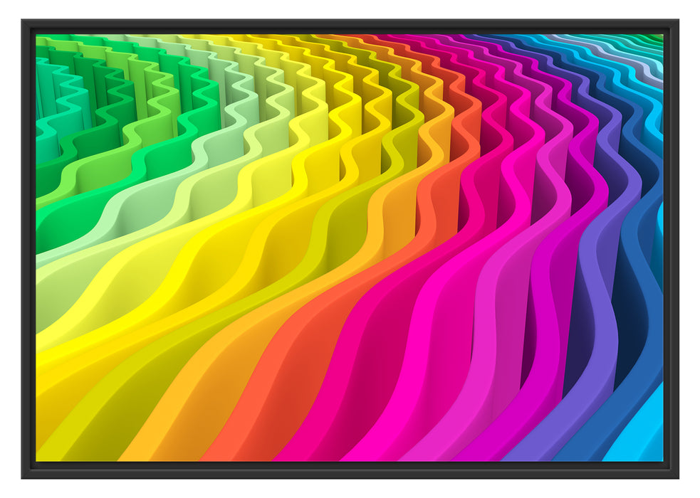 Pixxprint buntes Wellenmuster, im Schwebe-Effekt Bilderrahmen