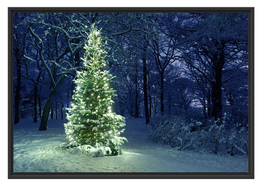 Leuchtender Weihnachtsbaum Schattenfugenrahmen 100x70