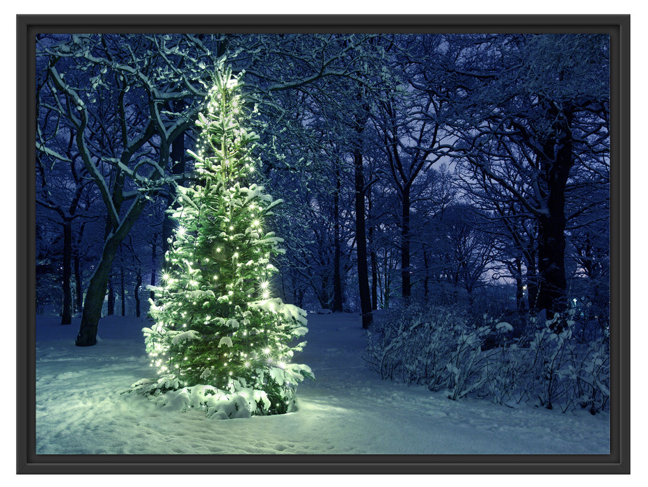 Leuchtender Weihnachtsbaum Schattenfugenrahmen 80x60