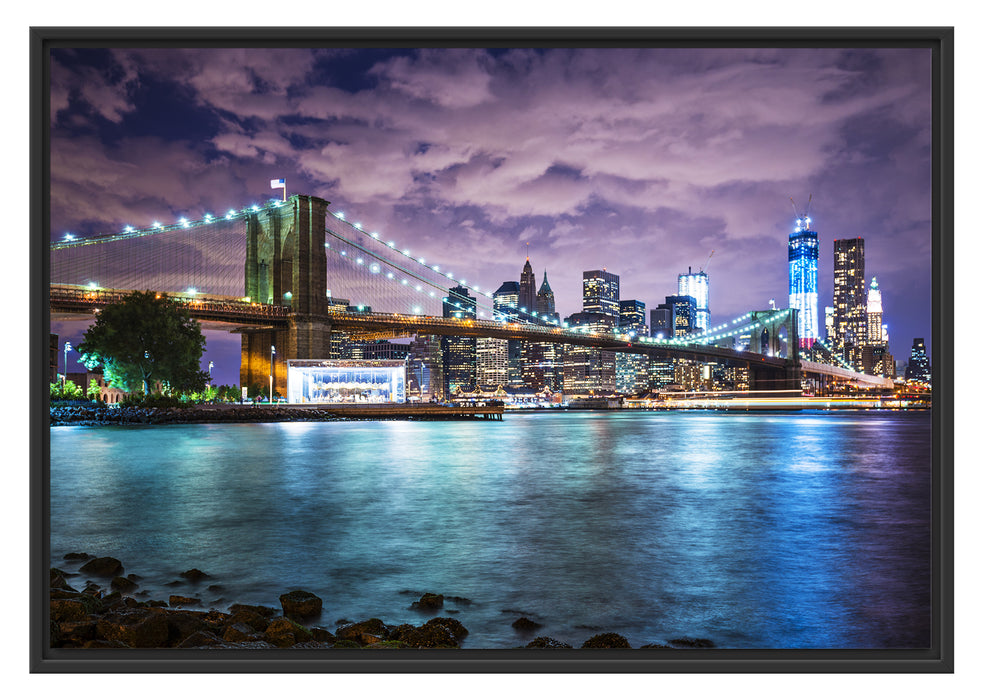 Pixxprint Skyline New York, im Schwebe-Effekt Bilderrahmen