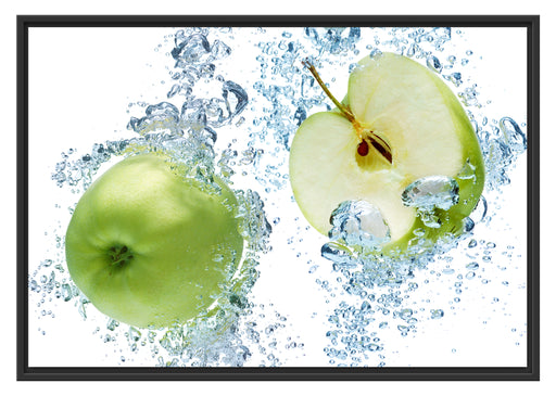 Frische Apfelscheiben im Wasser Schattenfugenrahmen 100x70